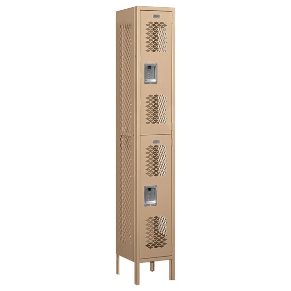 Salsbury Industries Wardrobe Locker, 12" W, 12" D, 78" H, (1) Wide, (2) Openings, Tan 72162TN-A